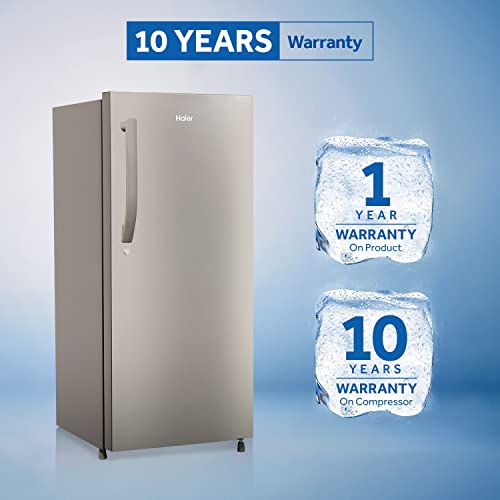 Haier 195L 5 Star with Inverter Direct-Cool Single Door Refrigerator (HED-20FDS - Brushline Silver/Dazzel Steel)