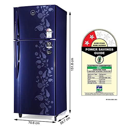 Godrej 255 L 2 Star Inverter Frost-Free Double Door Refrigerator with Jumbo Vegetable Tray (RF EON 255B 25 HI TH ST, Thunder Steel)