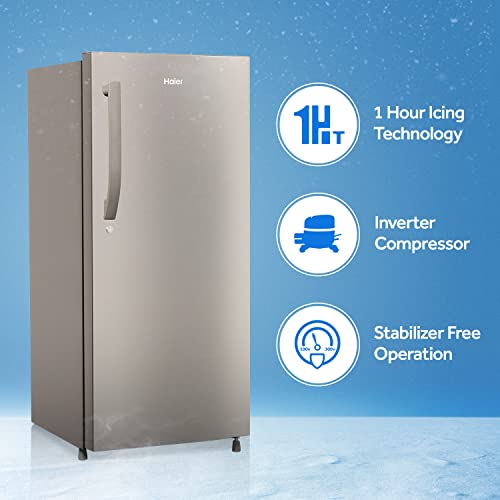 Haier 195L 5 Star with Inverter Direct-Cool Single Door Refrigerator (HED-20FDS - Brushline Silver/Dazzel Steel)