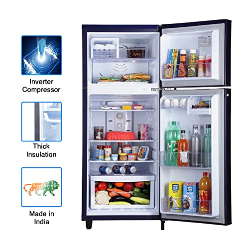 Godrej 255 L 2 Star Inverter Frost-Free Double Door Refrigerator with Jumbo Vegetable Tray (RF EON 255B 25 HI TH ST, Thunder Steel)