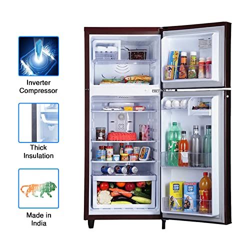 Godrej 255 L 2 Star Inverter Frost-Free Double Door Refrigerator with Jumbo Vegetable Tray (RF EON 255B 25 HI TH ST, Thunder Steel)