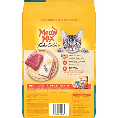 Meow Mix Tender Centers Dry Cat Food, Tuna & Whitefish, 3 Pound Bag