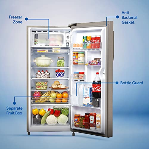 Haier 195L 5 Star with Inverter Direct-Cool Single Door Refrigerator (HED-20FDS - Brushline Silver/Dazzel Steel)