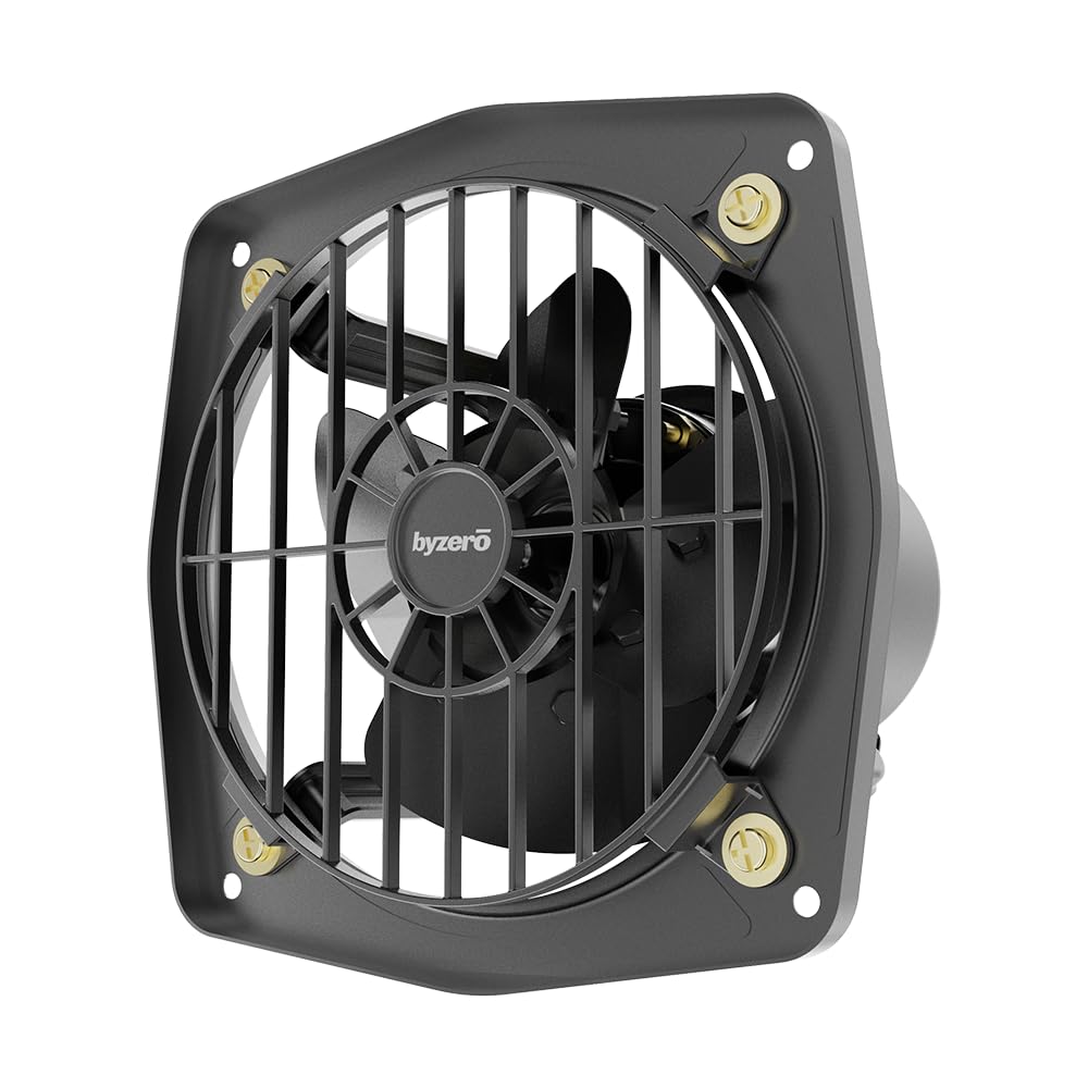 BYZERO Kuno HS - High Speed Metal Exhaust Fan 6" Deep Grey | Powerful, Efficient & Safe Domestic Ventilator Fan for Kitchen, Bathroom, Office with 2-Yrs Warranty