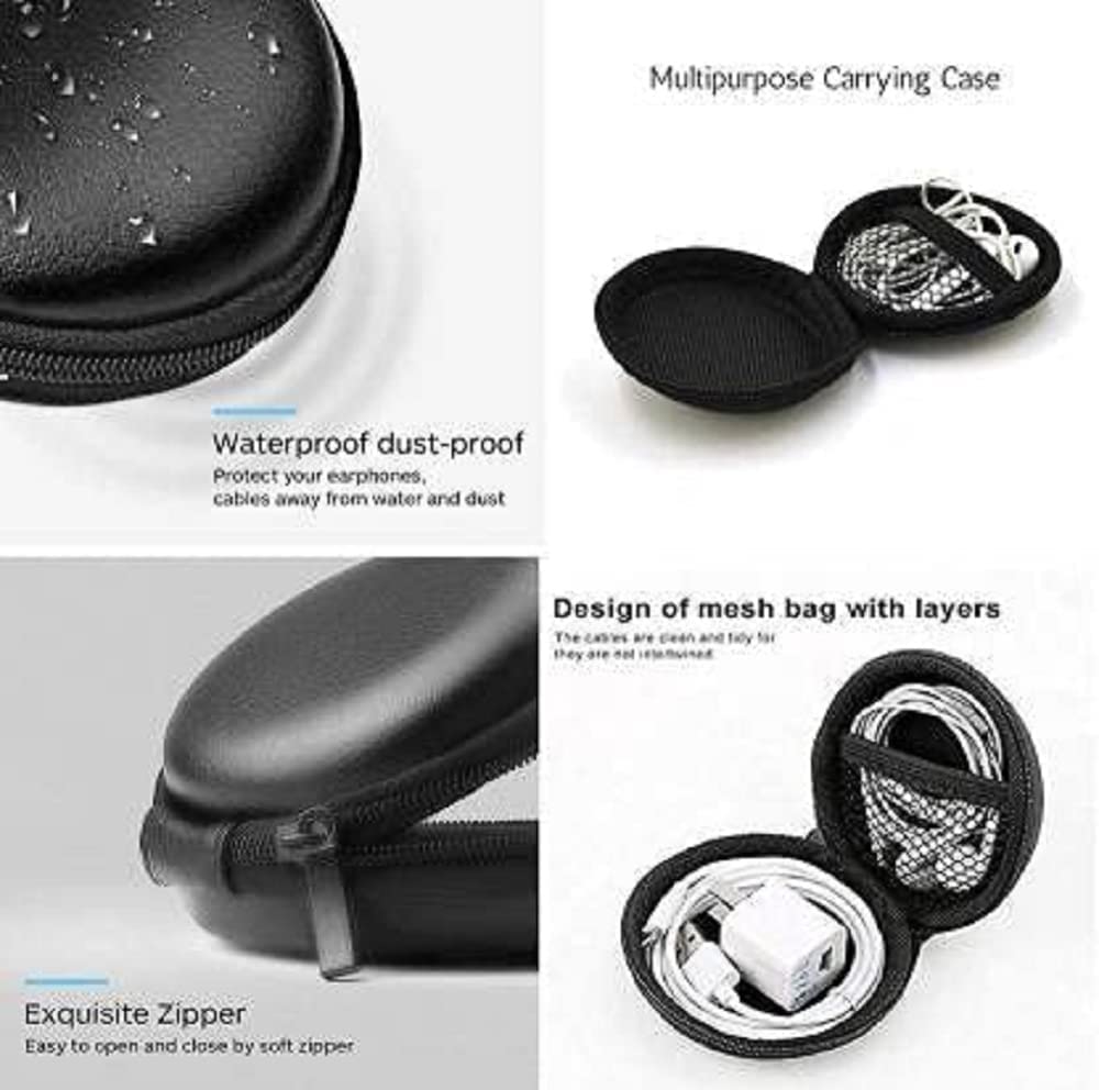 Inefable® Earphone Headphone Case Pouch Cover Carrying Case for Earphones, Headset, Pen Drives, SD Cards, All Mobile Accessories (Black) (Pack of 1)