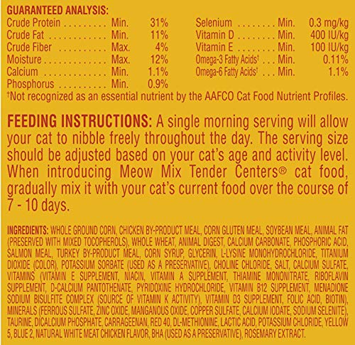 Meow Mix Tender Centers Dry Cat Food, Tuna & Whitefish, 3 Pound Bag